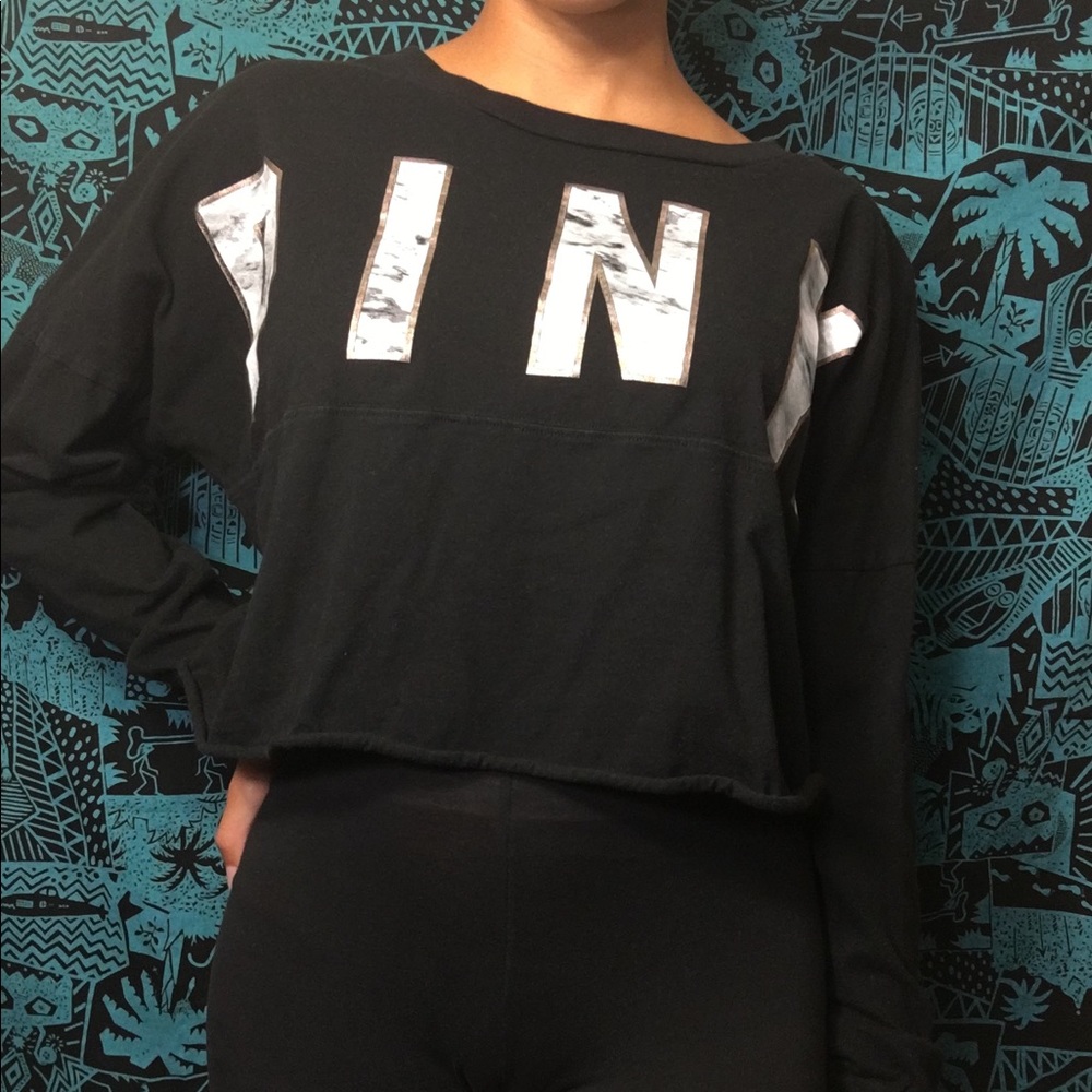 Pink Victoria Secret long sleeve crop top.